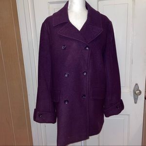 Coldwater Creek Purple Wool Pea Coat. Size Medium
